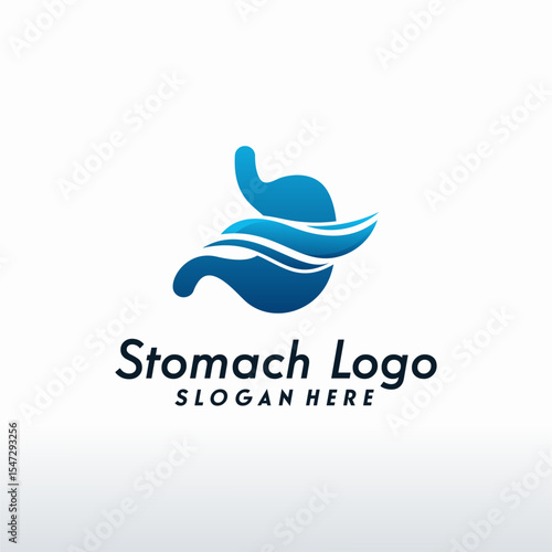 Modern Stomach logo designs vector with swoosh, Health Stomach logo template