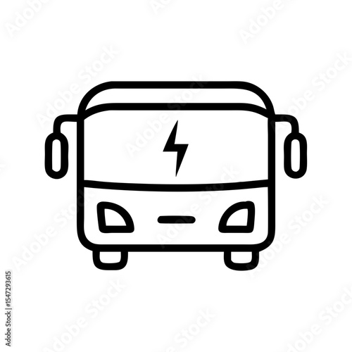Electric bus icon, a simple outline illustration of eco friendly public transport with a lightning bolt symbol for modern mobility vector