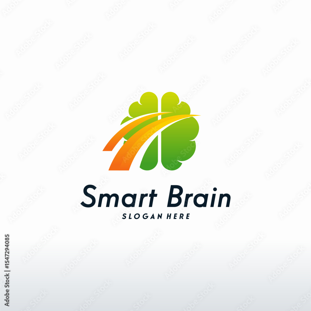 Fototapeta premium Modern Smart Brain logo designs vector, Health Brain logo template, brainstorm symbol