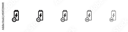 Battery life icon flat illustration set logo