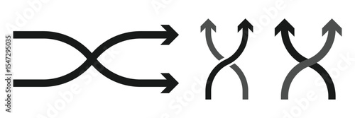 Shuffle icons set in black colors on white background