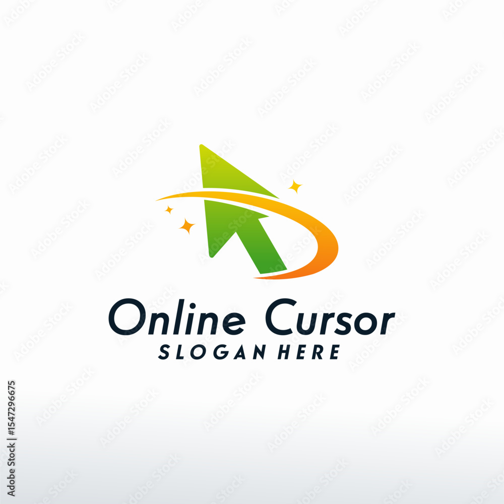 Fototapeta premium Online Cursor logo designs vector, Cursor with swoosh logo designs template