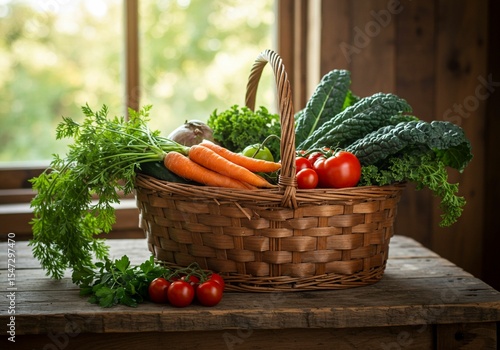 Assortment of fresh vegetables in basket