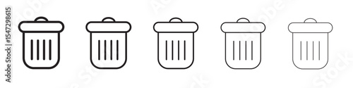 Bin icon flat illustration set logo