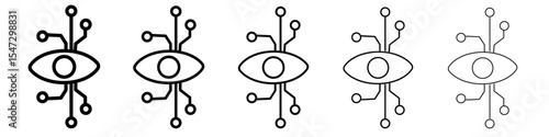 Bionic eye icon flat illustration set logo