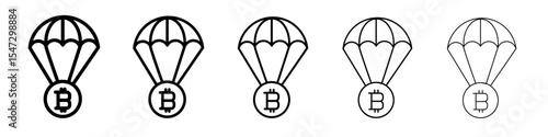Bitcoin airdrop icon flat illustration set logo