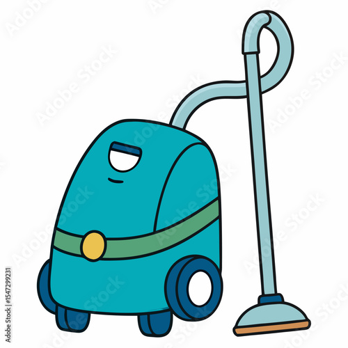 Modern ai powered vacuum cleaner with sleek line art design on a clean white background