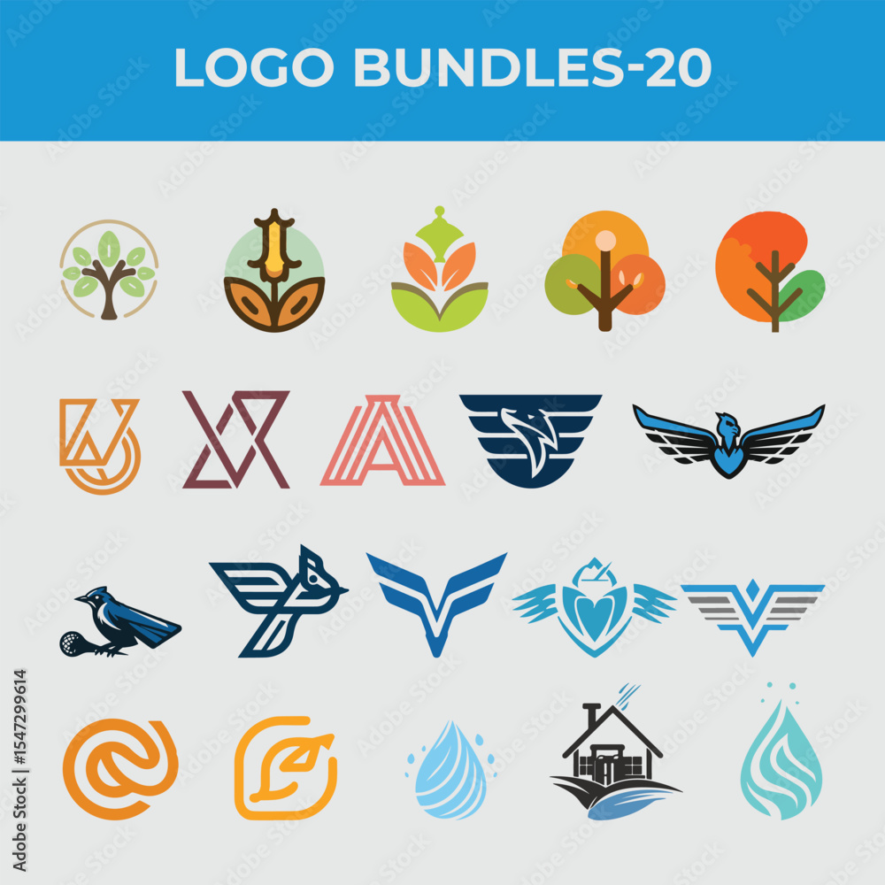 Obraz premium Diverse collection of twenty modern and creative logos for business and branding designs