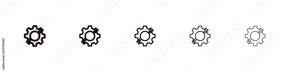 Broken gear icon flat illustration set logo Broken gear icon flat illustration set logo