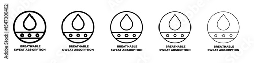 Breathable sweat absorption icon flat illustration set logo