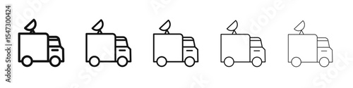Broadcast van icon flat illustration set logo