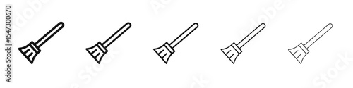 Broom icon flat illustration set logo