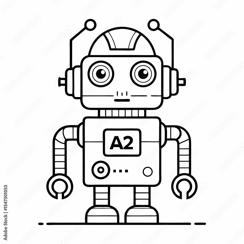 Fototapeta premium Modern ai robot assistant device depicted as a clean line art illustration on a white background