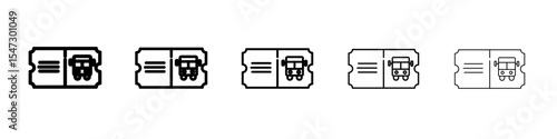 Bus Ticket icon flat illustration set logo