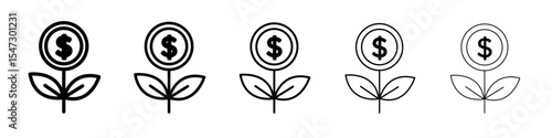 Business Investments growth Icon flat illustration set logo