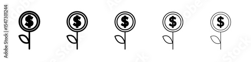 Business Investments growth Icon flat illustration set logo