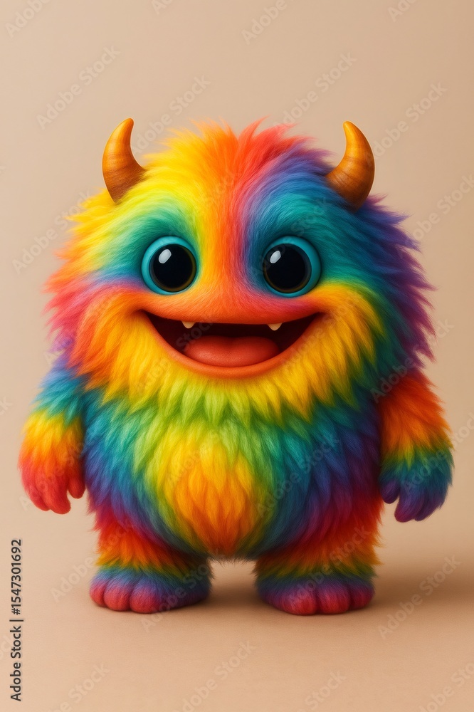 Adorable rainbow monster smiling and standing on two legs Adorable rainbow monster smiling and standing on two legs