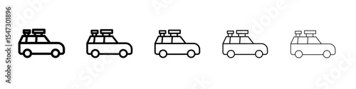 camping car icon flat illustration set logo