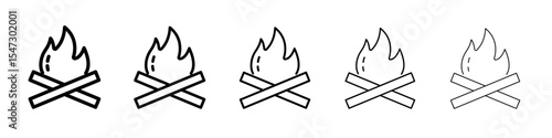 Campfire icon flat illustration set logo