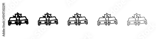 car accident icon flat illustration set logo