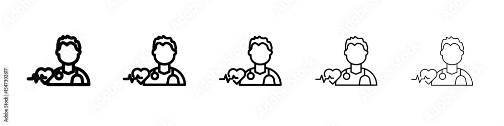 Cardiologist icon flat illustration set logo Cardiologist icon flat illustration set logo