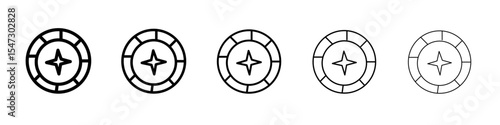 Casino chips icon flat illustration set logo