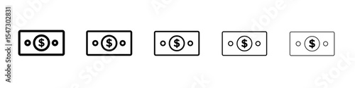 Cash icon flat illustration set logo