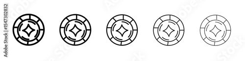 Casino chips icon flat illustration set logo