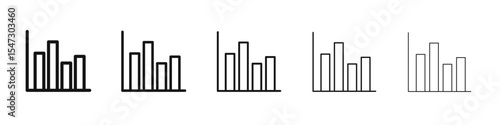 Chart histogram icon flat illustration set logo