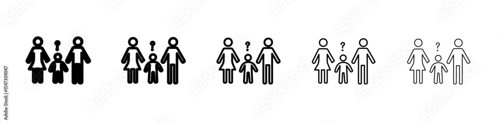 Child custody icon flat illustration set logo Child custody icon flat illustration set logo