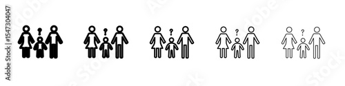 Child custody icon flat illustration set logo