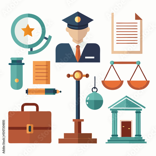 Minimalist legal and law icons set 12 professional designs