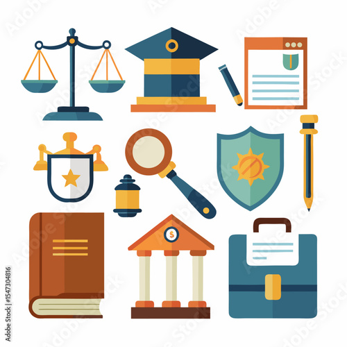 Minimalist legal and law icons a single icon set design
