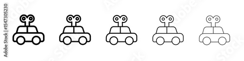 Clockwork car toy icon flat illustration set logo