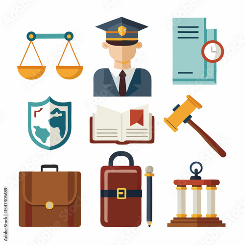 Minimalist legal and law icons a single icon set design