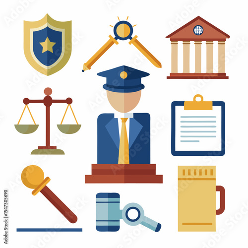 Minimalist legal and law icons set 12 professional designs
