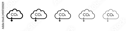 CO2 reduction icon flat illustration set logo