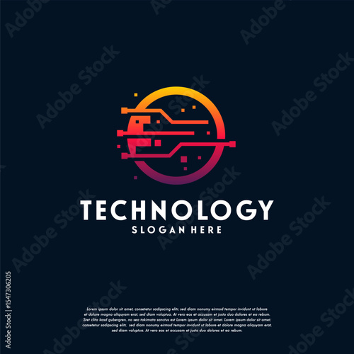 Modern Abstract Circle Technology logo template, Wire Tech logo designs vector, Logo symbol icon