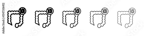 colorectral cancer icon flat illustration set logo