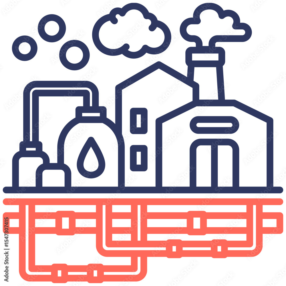 Fototapeta premium Oil Refinery Emission Icon