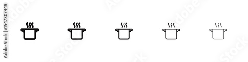 Cooking pot icon flat illustration set logo