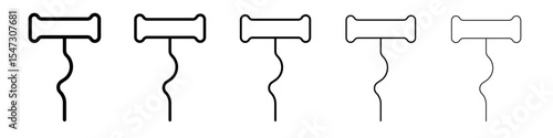 Corkscrew icon flat illustration set logo