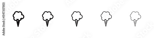 Cotton candy icon flat illustration set logo