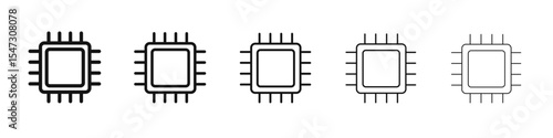 CPU icon flat illustration set logo