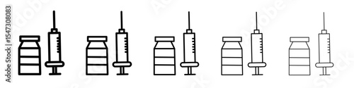 Covid 19 vaccine icon flat illustration set logo