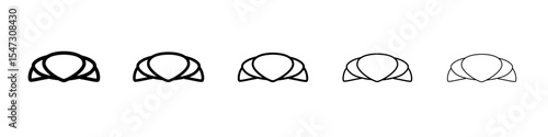 Croissant icon flat illustration set logo