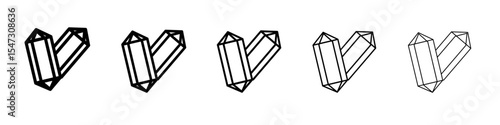 crystal prism icon flat illustration set logo