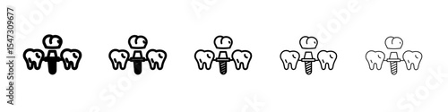 Dental implants icon flat illustration set logo