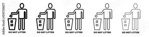 Do not litter icon flat illustration set logo