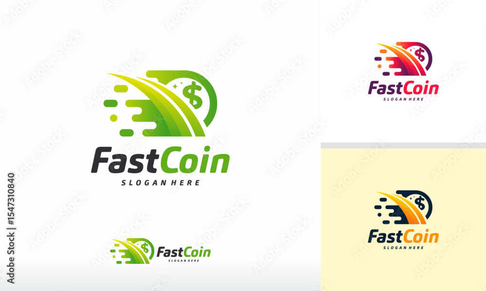 Fast Coin Logo designs concept vector, Fast Cash logo template, Money logo designs Fast Coin Logo designs concept vector, Fast Cash logo template, Money logo designs